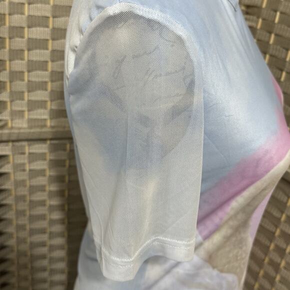 Lazy Oaf Love Birds Fitted Mini Dress Size US 8 Printed Mesh Short Sleeve Swans - Picture 5 of 9